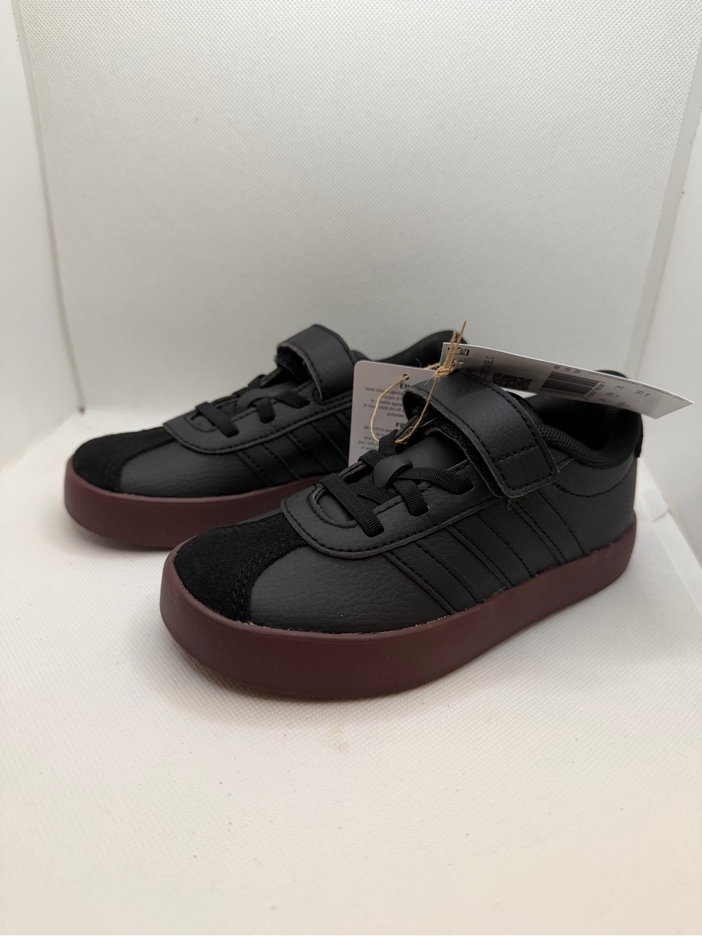 adidas Kids Black Sneakers with Maroon Sole